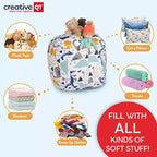 Creative QT Stuff 'n Sit Rivestimento grande da 84 cm per sacco pouf per animali di peluche e giocattoli - Stampa floreale grigia - Per bambini piccoli e grandi