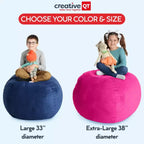 Creative QT Stuff 'n Sit Rivestimento grande da 84 cm per sacco pouf per animali di peluche e giocattoli - Stampa floreale grigia - Per bambini piccoli e grandi