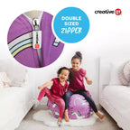 Creative QT Stuff 'n Sit Rivestimento grande da 84 cm per sacco pouf per animali di peluche e giocattoli - Stampa floreale grigia - Per bambini piccoli e grandi