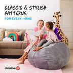 Creative QT Stuff 'n Sit Rivestimento grande da 84 cm per sacco pouf per animali di peluche e giocattoli - Stampa floreale grigia - Per bambini piccoli e grandi