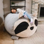Poltrona a sacco imbottita Big Joe Wild Things con rivestimento rimovibile, morbida pelliccia sintetica, per bambini e ragazzi