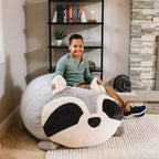 Poltrona a sacco imbottita Big Joe Wild Things con rivestimento rimovibile, morbida pelliccia sintetica, per bambini e ragazzi
