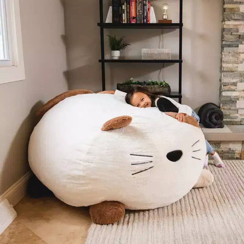 Poltrona a sacco imbottita Big Joe Wild Things con rivestimento rimovibile, morbida pelliccia sintetica, per bambini e ragazzi