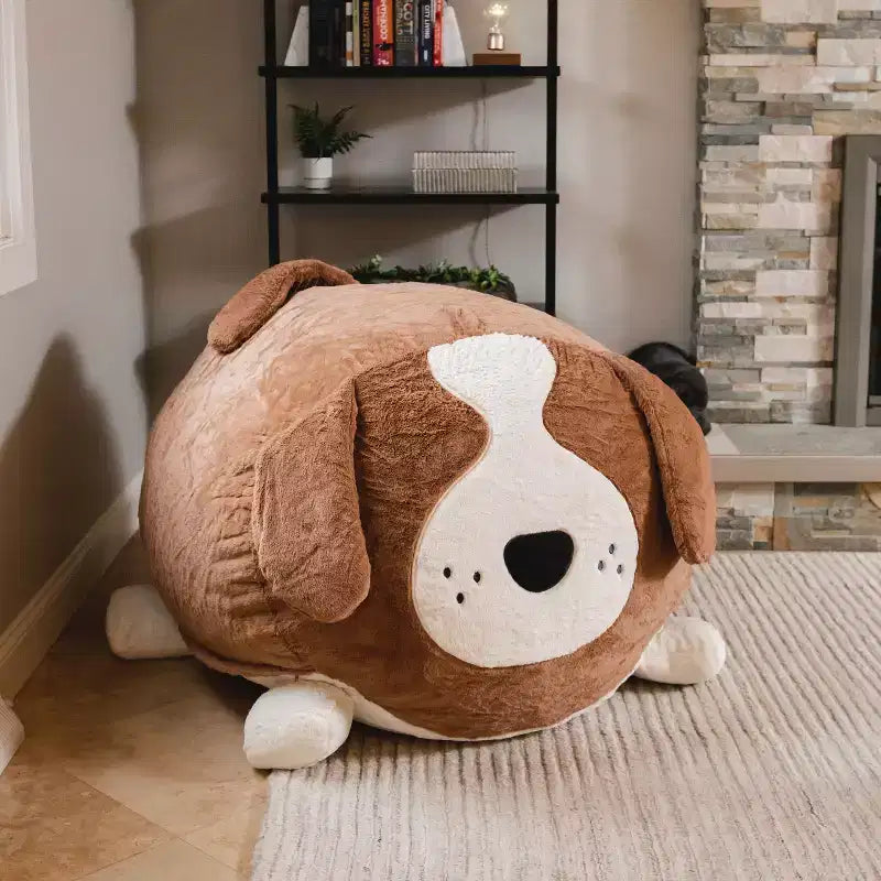 Poltrona a sacco imbottita Big Joe Wild Things con rivestimento rimovibile, morbida pelliccia sintetica, per bambini e ragazzi