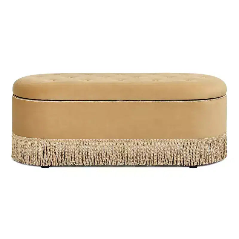 Panca Contenitore Ovale Jennifer Taylor Home Melinda 48.5 con Bottoni e Frange Bullion