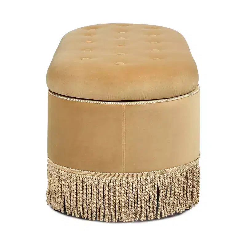 Panca Contenitore Ovale Jennifer Taylor Home Melinda 48.5 con Bottoni e Frange Bullion