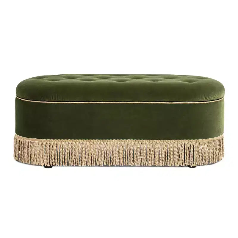 Panca Contenitore Ovale Jennifer Taylor Home Melinda 48.5 con Bottoni e Frange Bullion