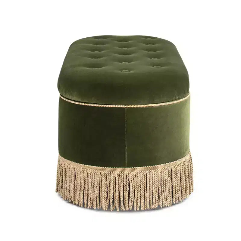 Panca Contenitore Ovale Jennifer Taylor Home Melinda 48.5 con Bottoni e Frange Bullion