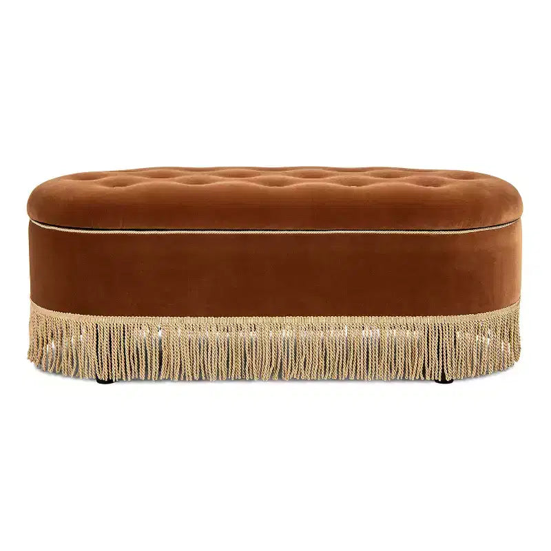 Panca Contenitore Ovale Jennifer Taylor Home Melinda 48.5 con Bottoni e Frange Bullion