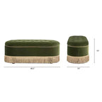 Panca Contenitore Ovale Jennifer Taylor Home Melinda 48.5 con Bottoni e Frange Bullion