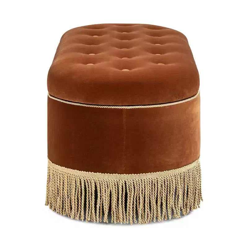 Panca Contenitore Ovale Jennifer Taylor Home Melinda 48.5 con Bottoni e Frange Bullion