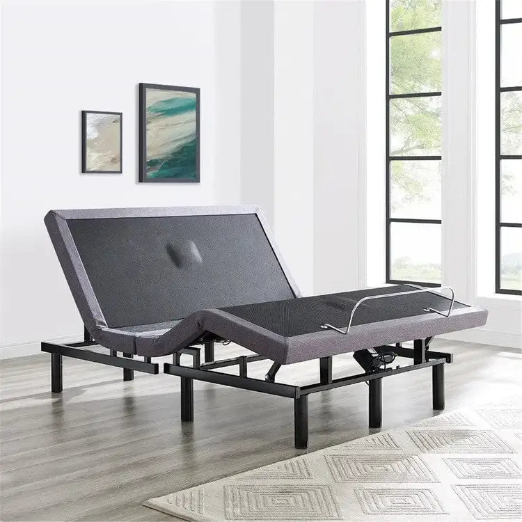 Base per Letto Elettrica Regolabile con Inclinazione Testa e Piedi, Massaggio e Porte USB – Grigio, Matrimoniale / Queen / Split King / Twin XL