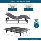 Base per Letto Elettrica Regolabile con Inclinazione Testa e Piedi, Massaggio e Porte USB – Grigio, Matrimoniale / Queen / Split King / Twin XL