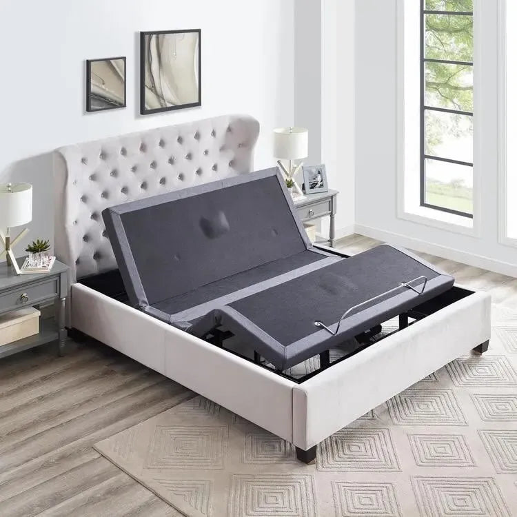 Base per Letto Elettrica Regolabile con Inclinazione Testa e Piedi, Massaggio e Porte USB – Grigio, Matrimoniale / Queen / Split King / Twin XL