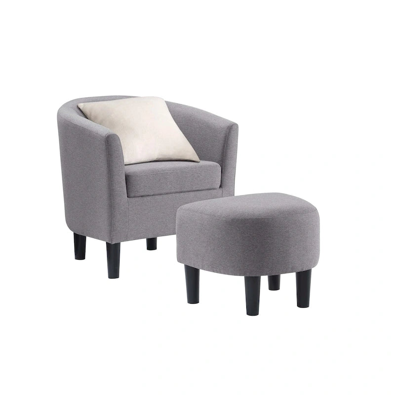 Poltrona a botte con pouf – Vari colori e tessuti, Singolo