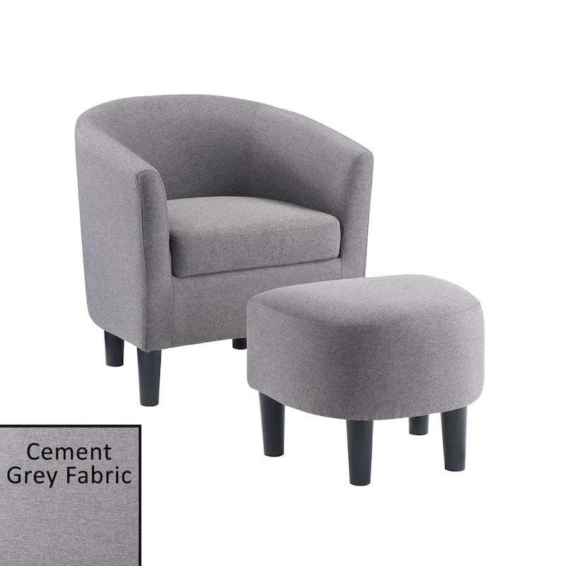 Poltrona a botte con pouf – Vari colori e tessuti, Singolo