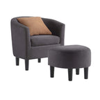 Poltrona a botte con pouf – Vari colori e tessuti, Singolo