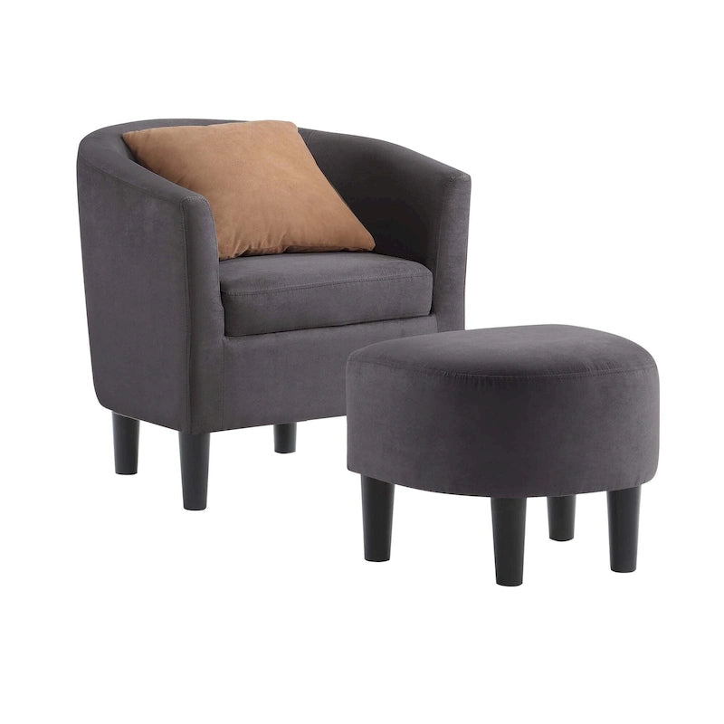 Poltrona a botte con pouf – Vari colori e tessuti, Singolo