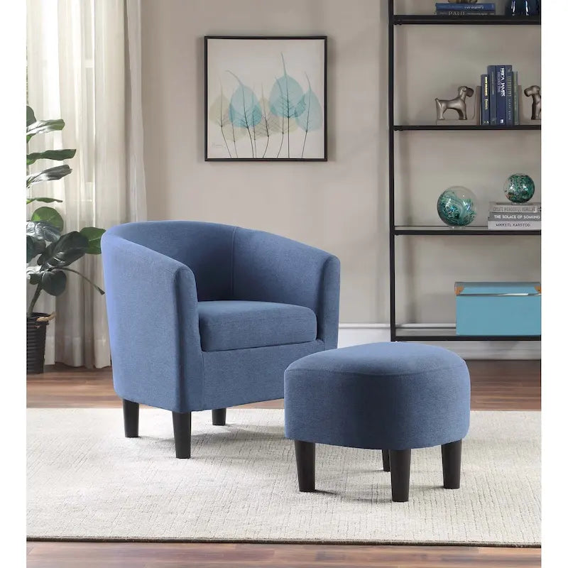 Poltrona a botte con pouf – Vari colori e tessuti, Singolo