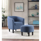 Poltrona a botte con pouf – Vari colori e tessuti, Singolo