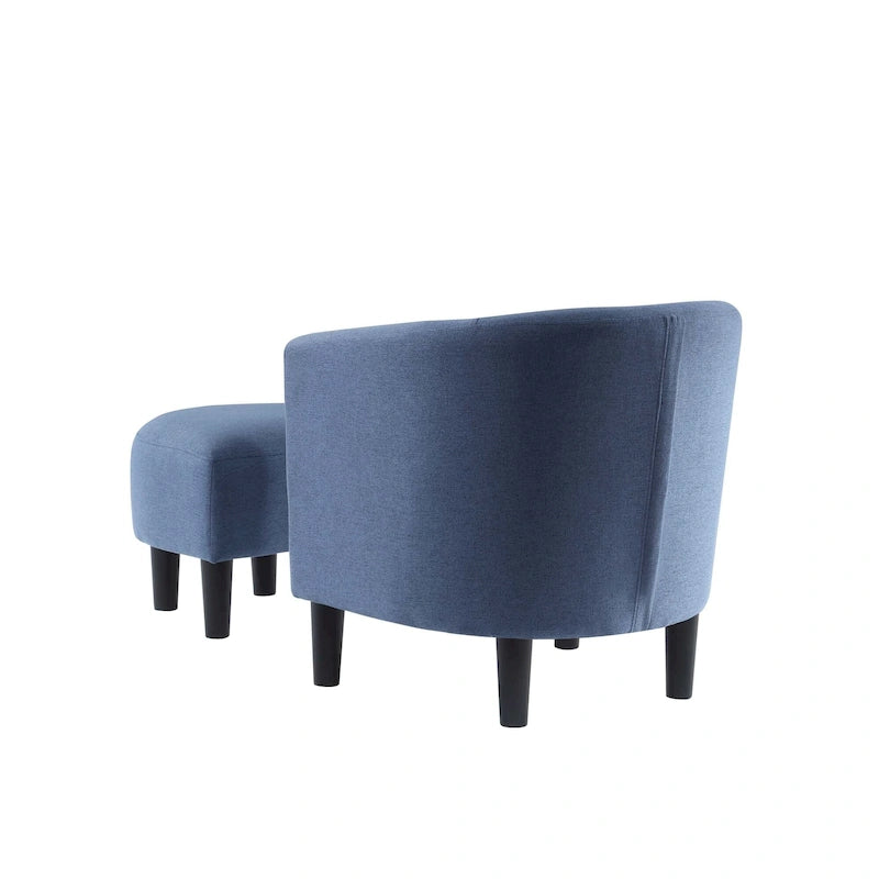 Poltrona a botte con pouf – Vari colori e tessuti, Singolo