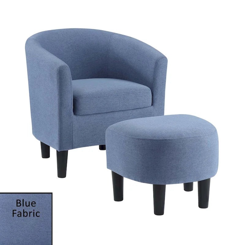Poltrona a botte con pouf – Vari colori e tessuti, Singolo