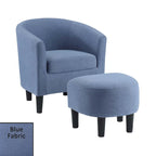 Poltrona a botte con pouf – Vari colori e tessuti, Singolo