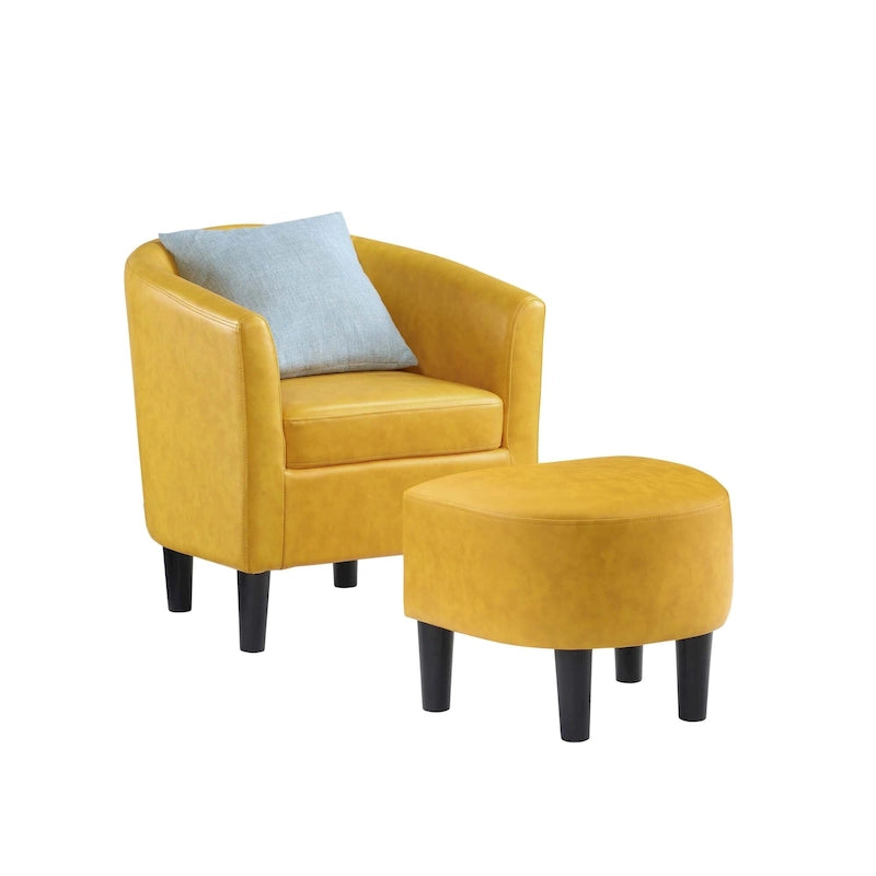 Poltrona a botte con pouf – Vari colori e tessuti, Singolo