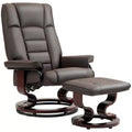 HOMCOM Swivel Recliner with Ottoman, Faux Leather Reclining Chair with High Back and Wood Frame for Living Room, Bedroom