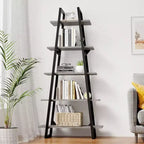 Whizmax Bookshelf 5 Tier Industrial Wood, Tall Open Rustic Etagere Bookcase Ladder, Standing Display Shelves for Home Living Room Bedroom Office