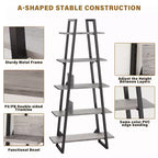 Whizmax Scaffale a 5 ripiani in legno industriale, libreria alta a scala rustica a giorno, mensole espositive da terra per soggiorno, camera da letto, ufficio
