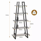 Whizmax Scaffale a 5 ripiani in legno industriale, libreria alta a scala rustica a giorno, mensole espositive da terra per soggiorno, camera da letto, ufficio