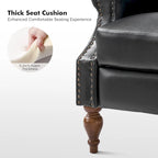 Poltrona Reclinabile Manuale Tradizionale in Similpelle Vegana con Schienale Alto e Borchie Decorative – Beige / Blu Scuro / Marrone / Cammello / Nero, Singola