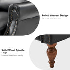 Poltrona Reclinabile Manuale Tradizionale in Similpelle Vegana con Schienale Alto e Borchie Decorative – Beige / Blu Scuro / Marrone / Cammello / Nero, Singola