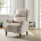 Poltrona Reclinabile Manuale Tradizionale in Similpelle Vegana con Schienale Alto e Borchie Decorative – Beige / Blu Scuro / Marrone / Cammello / Nero, Singola