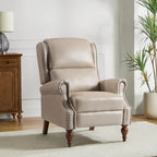 Poltrona Reclinabile Manuale Tradizionale in Similpelle Vegana con Schienale Alto e Borchie Decorative – Beige / Blu Scuro / Marrone / Cammello / Nero, Singola