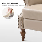 Poltrona Reclinabile Manuale Tradizionale in Similpelle Vegana con Schienale Alto e Borchie Decorative – Beige / Blu Scuro / Marrone / Cammello / Nero, Singola
