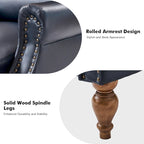 Poltrona Reclinabile Manuale Tradizionale in Similpelle Vegana con Schienale Alto e Borchie Decorative – Beige / Blu Scuro / Marrone / Cammello / Nero, Singola
