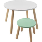 Set Tavolo e Sedie in Legno per Bambini con 4 Posti - Tigre, Panda, Volpe e Sgabello per Adulti - Arredamento per Sala Giochi, Asilo Nido, Aula - Centro Attività per Bambini