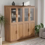 Dovelina Wood Grain Decorative Bookshelf Bookcase with Doors and Adjustable Partitions