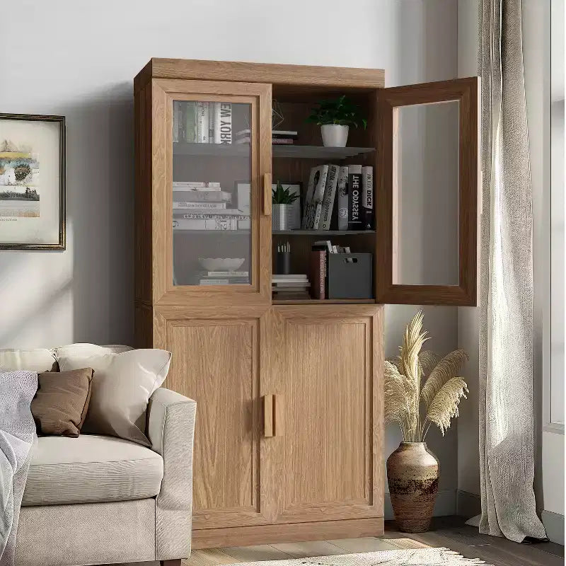 Libreria decorativa Dovelina con finitura effetto legno, ante e ripiani regolabili