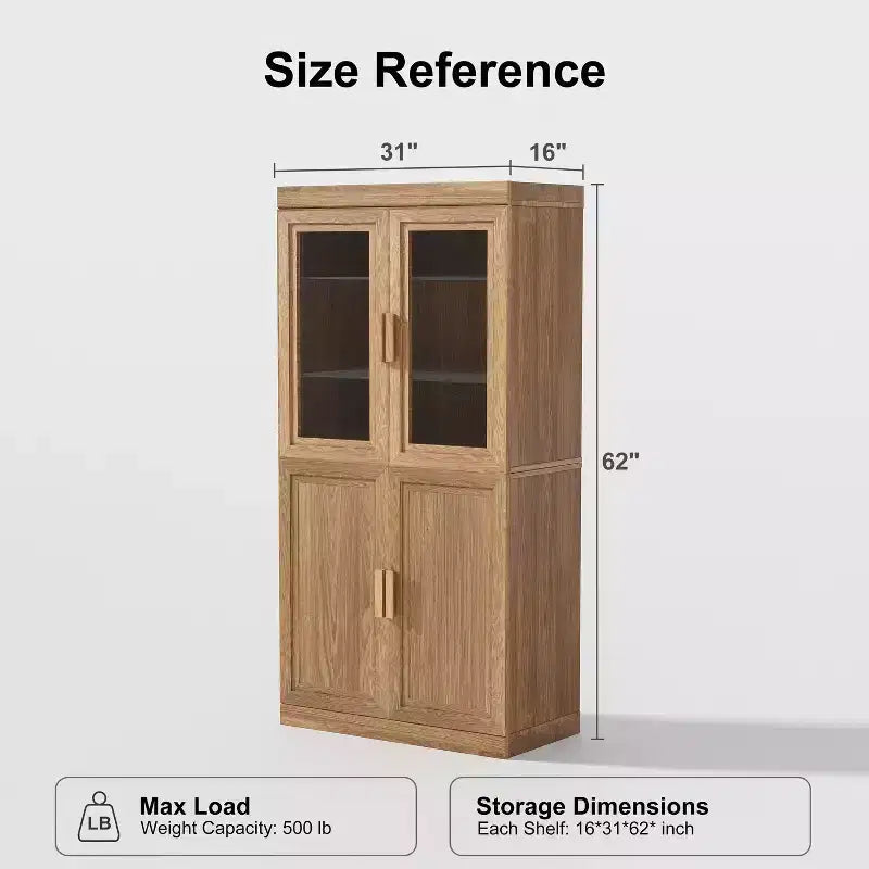 Libreria decorativa Dovelina con finitura effetto legno, ante e ripiani regolabili