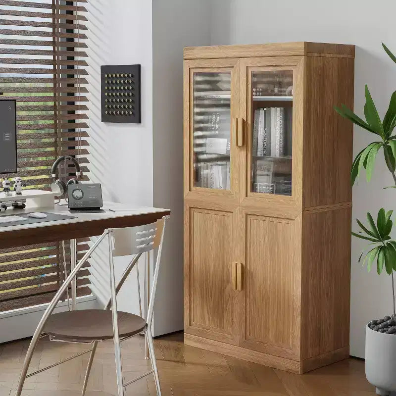 Libreria decorativa Dovelina con finitura effetto legno, ante e ripiani regolabili