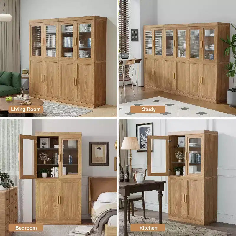 Libreria decorativa Dovelina con finitura effetto legno, ante e ripiani regolabili