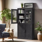 Libreria decorativa Dovelina con finitura effetto legno, ante e ripiani regolabili