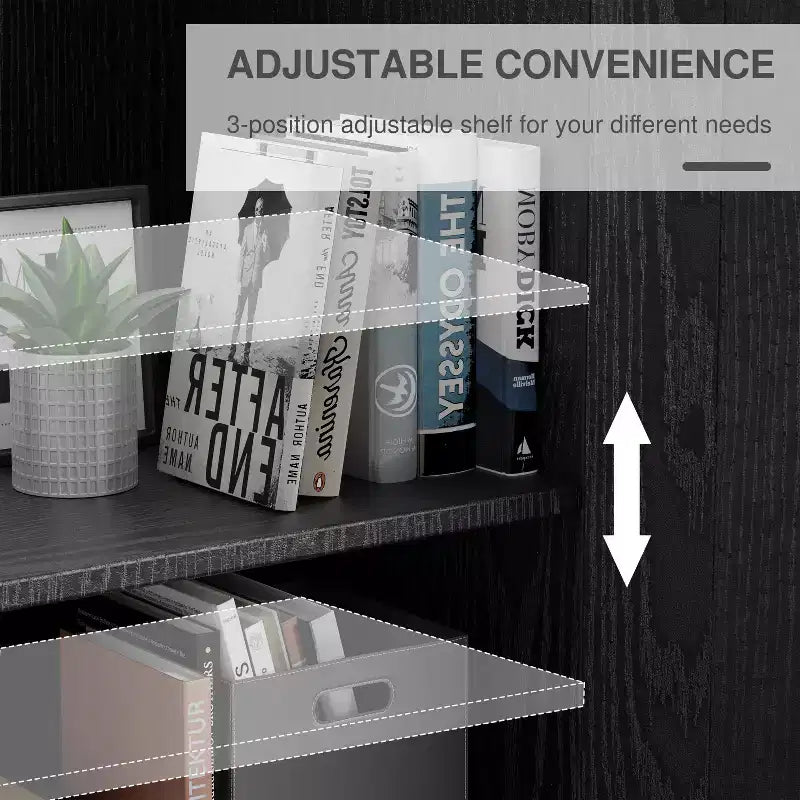 Libreria decorativa Dovelina con finitura effetto legno, ante e ripiani regolabili