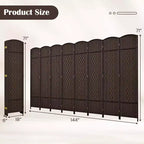 Divisorio per ambienti a 8 pannelli Costway, schermo pieghevole per la privacy alto 183 cm con struttura in legno massello marrone/nero