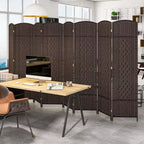 Divisorio per ambienti a 8 pannelli Costway, schermo pieghevole per la privacy alto 183 cm con struttura in legno massello marrone/nero