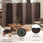 Divisorio per ambienti a 8 pannelli Costway, schermo pieghevole per la privacy alto 183 cm con struttura in legno massello marrone/nero