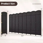 Divisorio per ambienti a 8 pannelli Costway, schermo pieghevole per la privacy alto 183 cm con struttura in legno massello marrone/nero